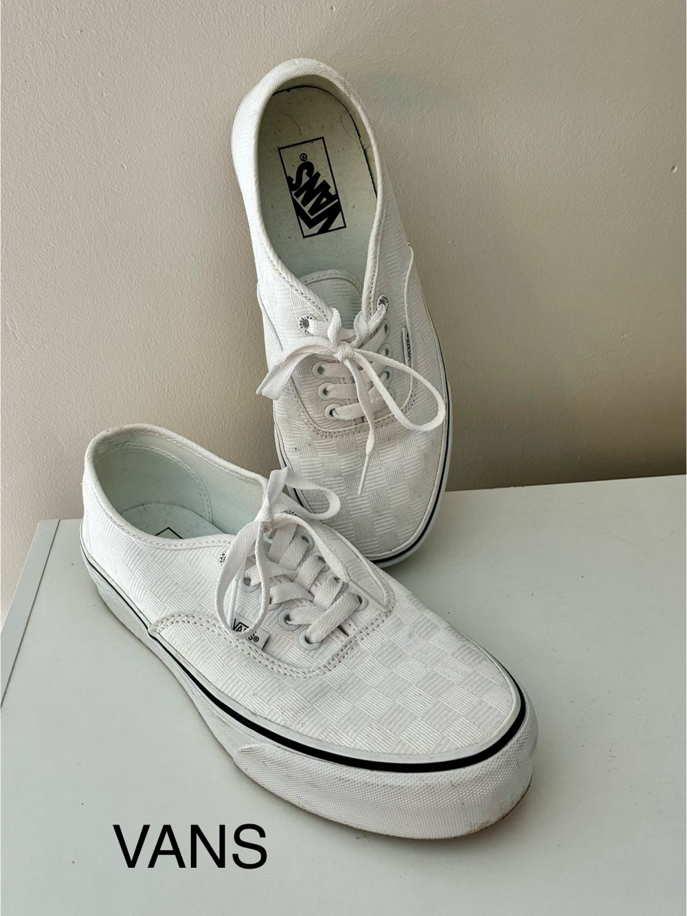 Vans White Checkerboard Low-Top Sneakers